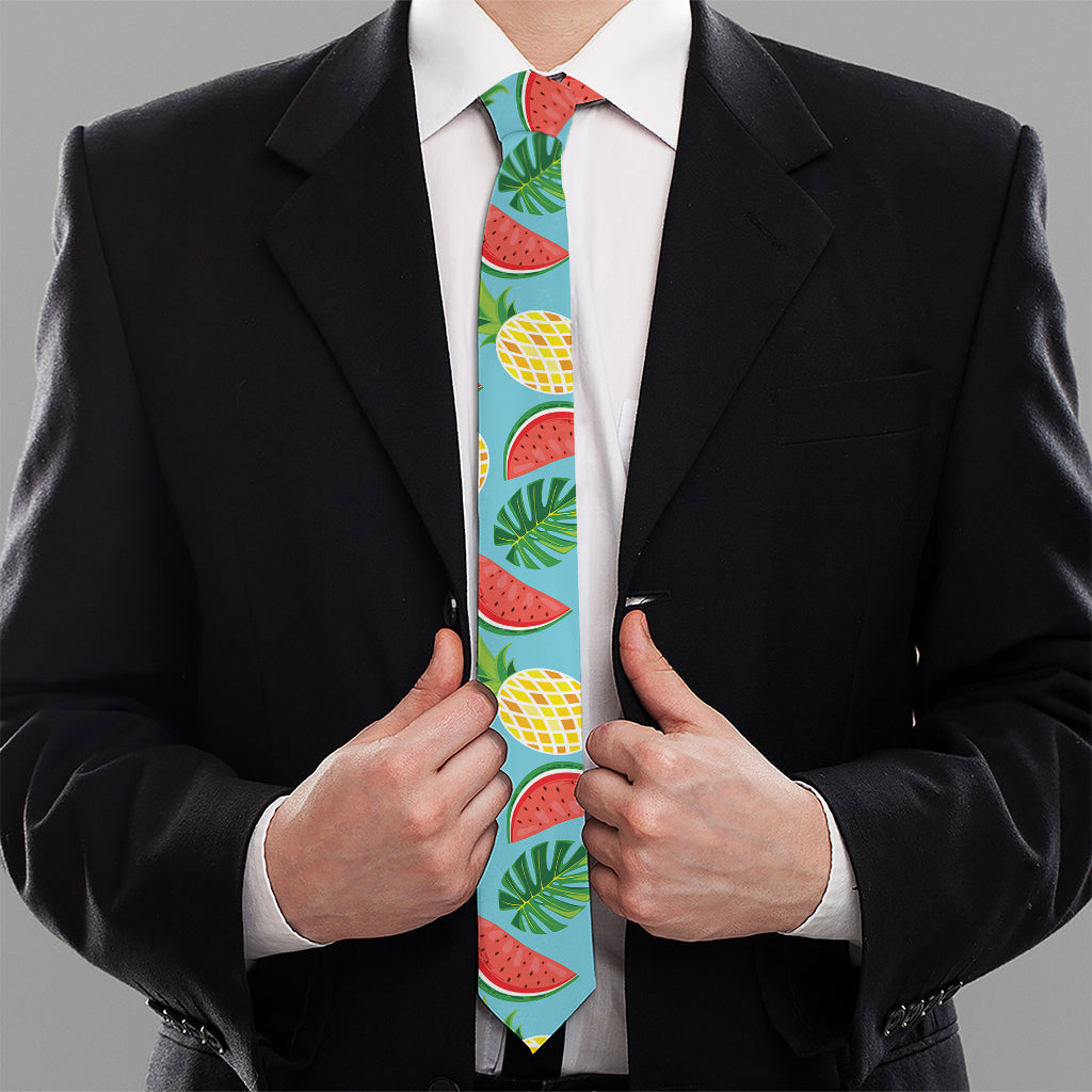 Tropical Watermelon And Pineapple Print Necktie