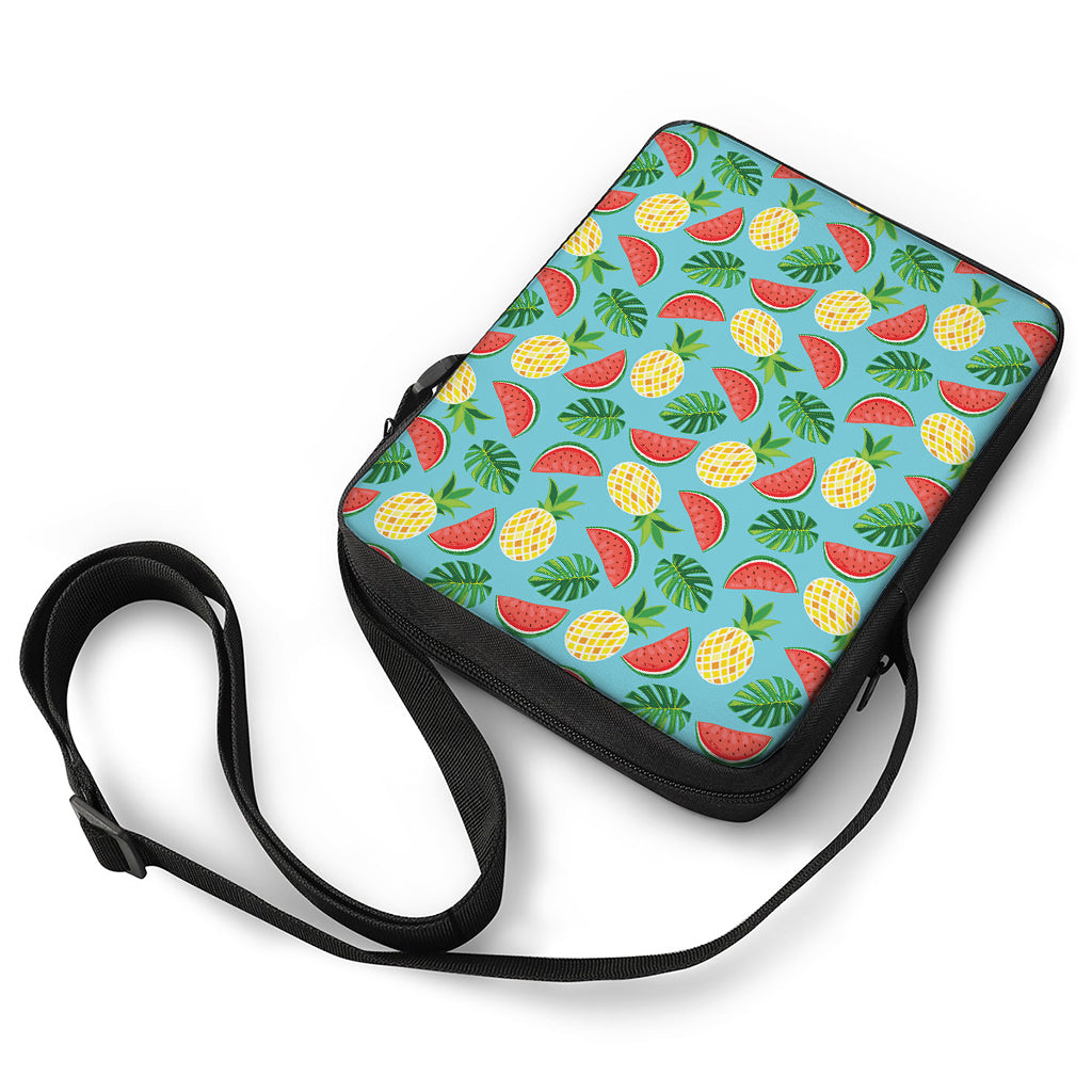 Tropical Watermelon And Pineapple Print Rectangular Crossbody Bag