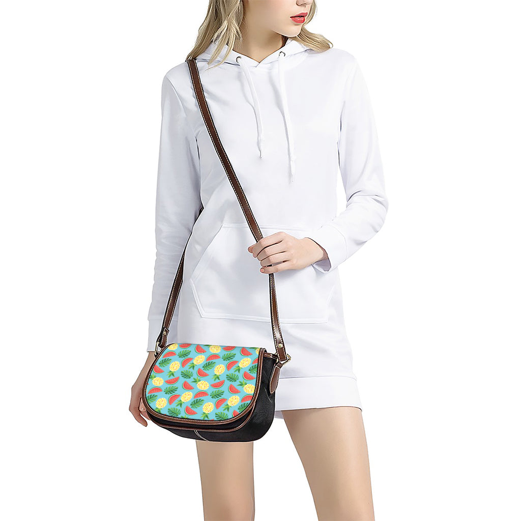 Tropical Watermelon And Pineapple Print Saddle Bag