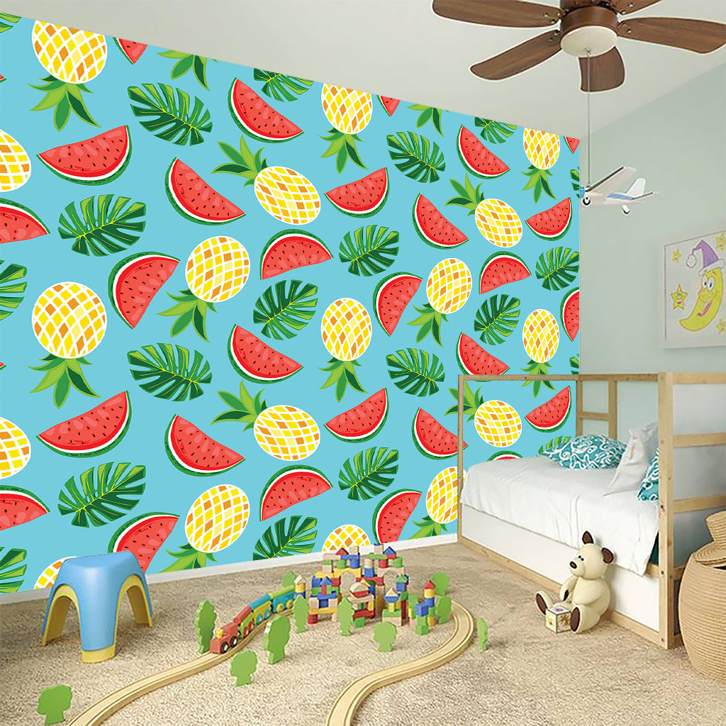 Tropical Watermelon And Pineapple Print Wall Sticker