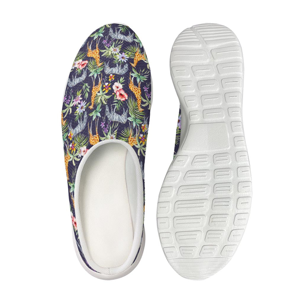 Tropical Zebra Giraffe Pattern Print Mesh Casual Shoes