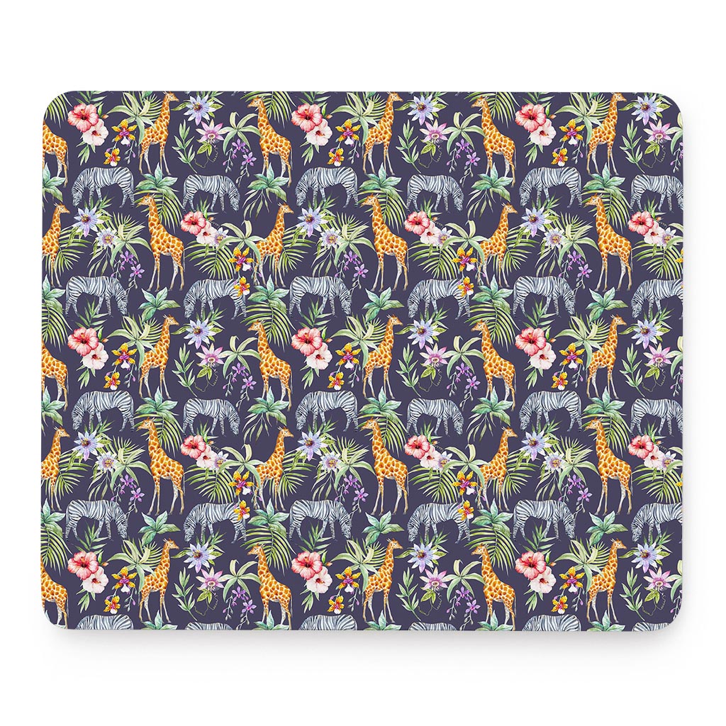Tropical Zebra Giraffe Pattern Print Mouse Pad