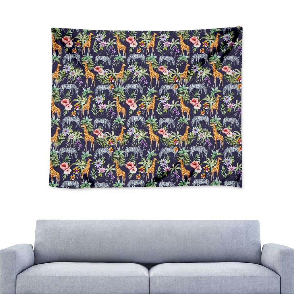 Tropical Zebra Giraffe Pattern Print Tapestry