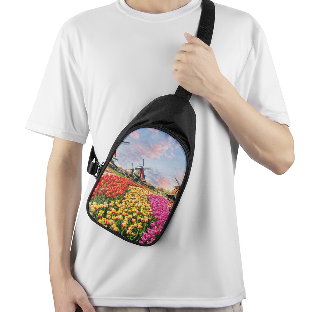 Tulip Field Print Chest Bag