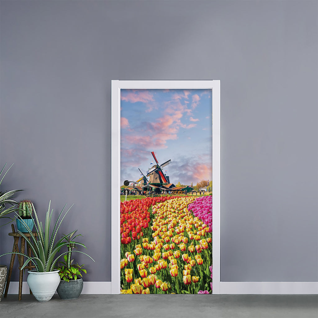 Tulip Field Print Door Sticker