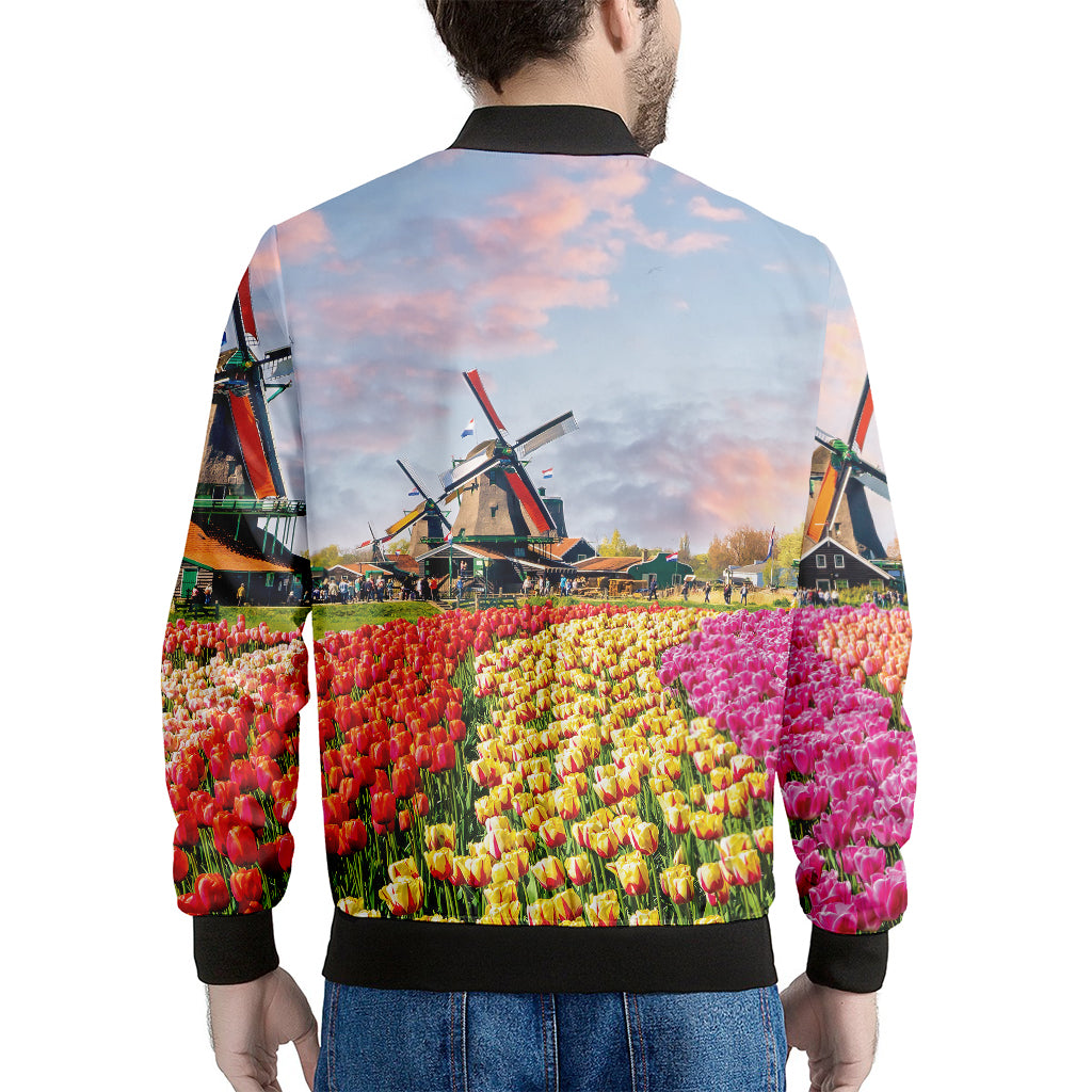 Tulip Field Print Men's Bomber Jacket