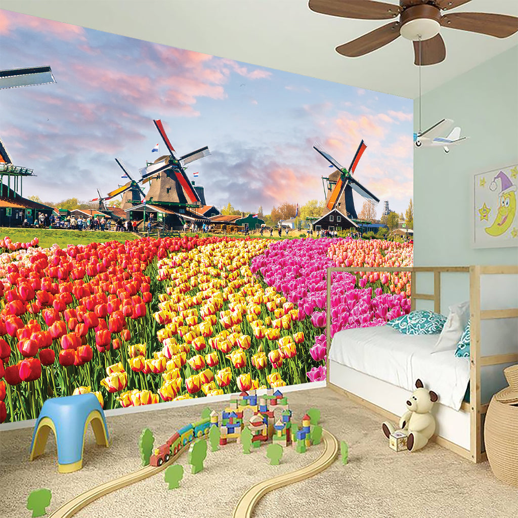 Tulip Field Print Wall Sticker