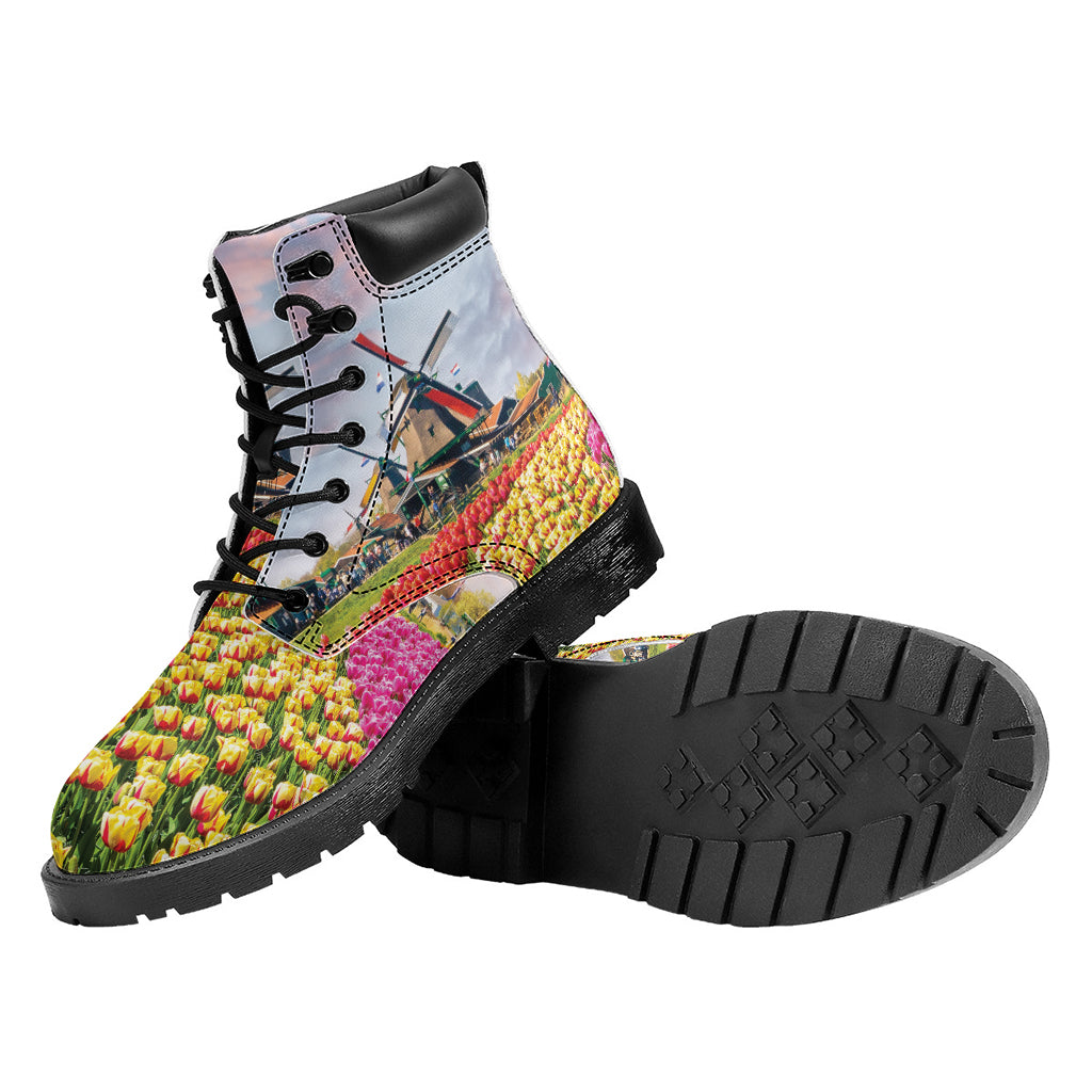Tulip Field Print Work Boots