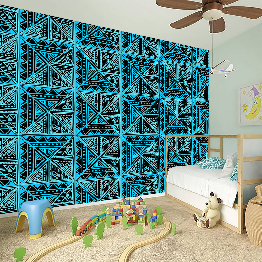 Turquoise African Ethnic Pattern Print Wall Sticker
