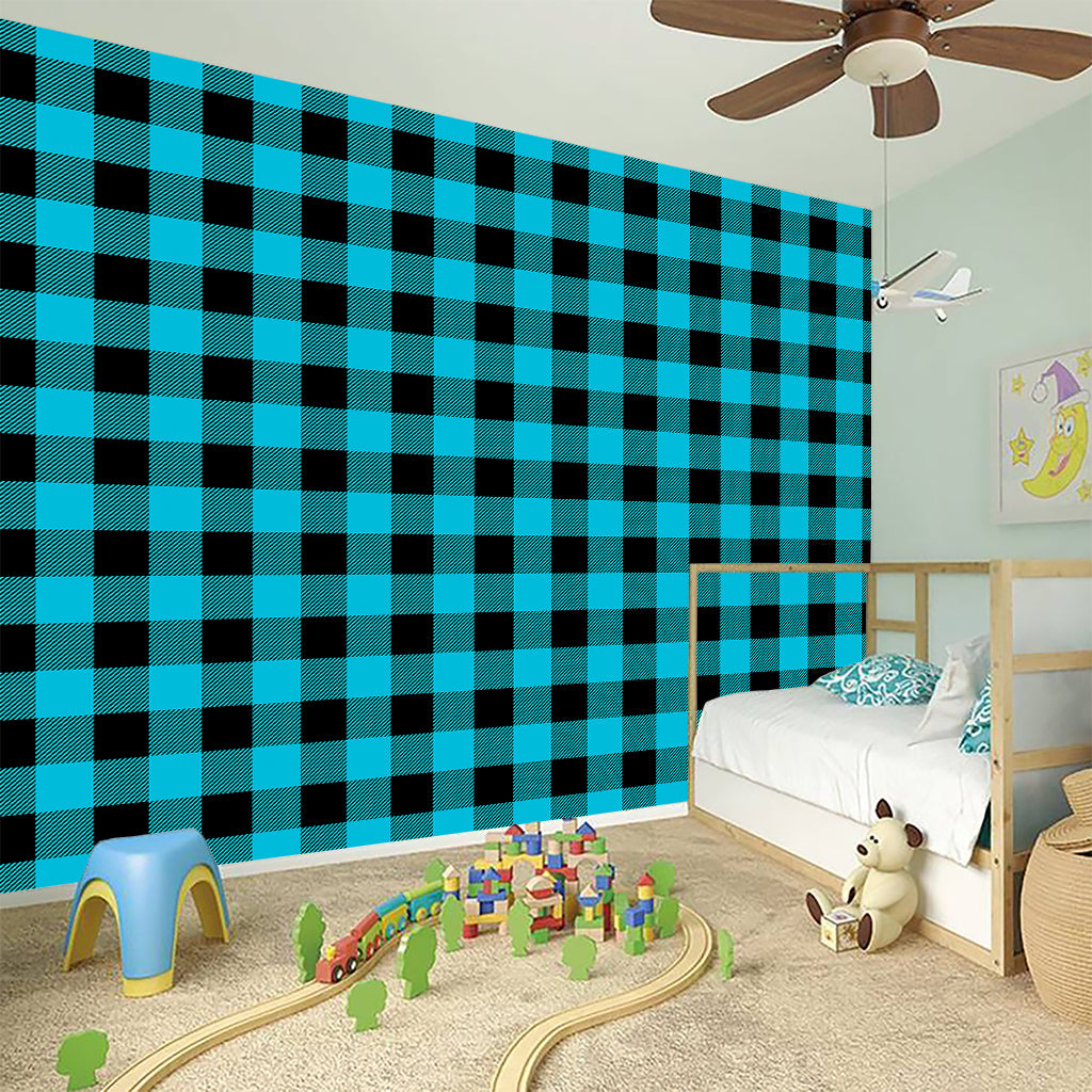 Turquoise And Black Buffalo Check Print Wall Sticker