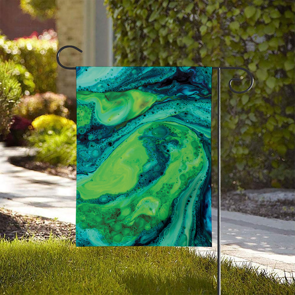 Turquoise And Green Acid Melt Print House Flag