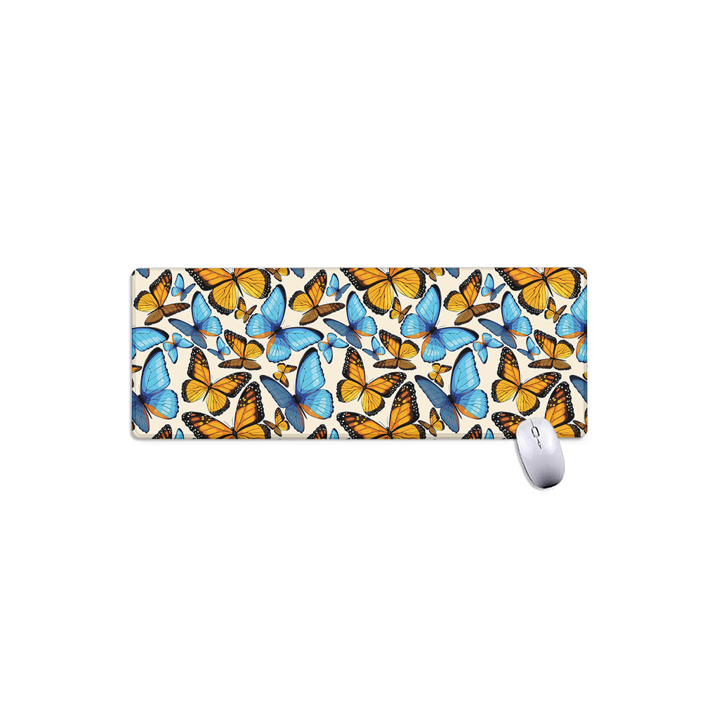 Turquoise And Orange Butterfly Print Extended Mouse Pad