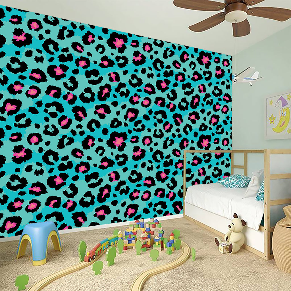 Turquoise And Pink Leopard Print Wall Sticker