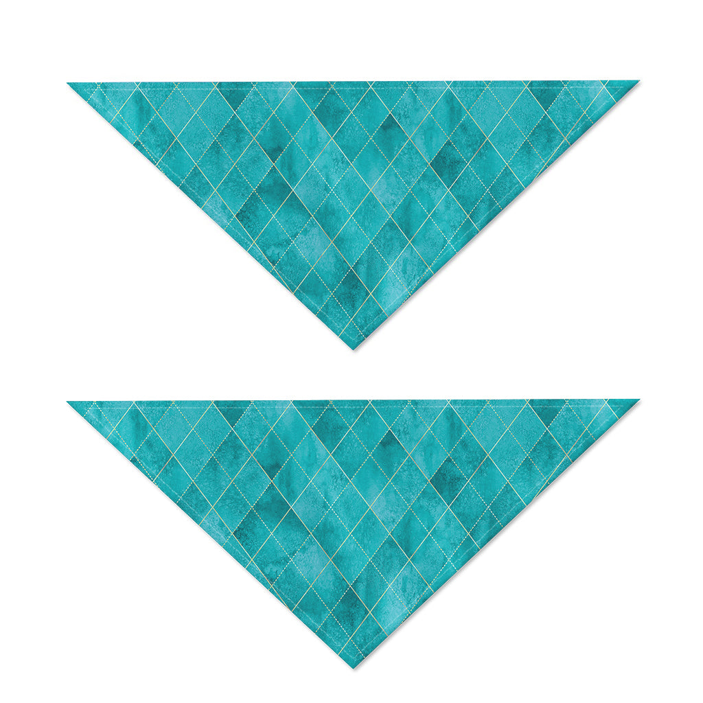 Turquoise Argyle Pattern Print Dog Bandana