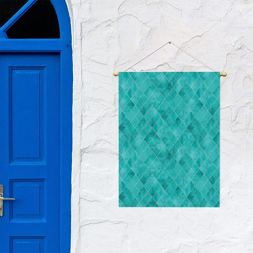 Turquoise Argyle Pattern Print Garden Flag