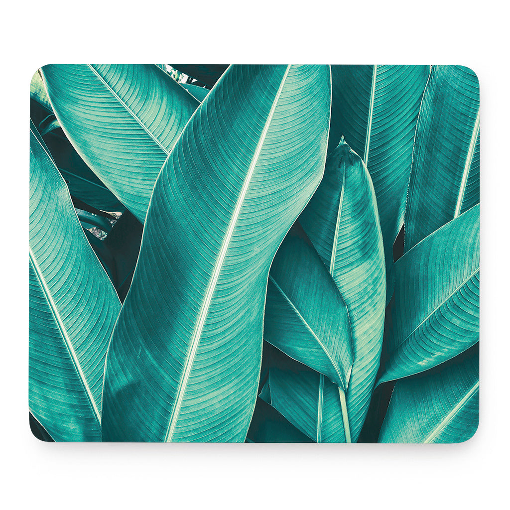 Turquoise Banana Leaf Print Mouse Pad