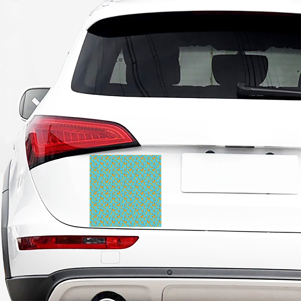 Turquoise Banana Pattern Print Car Sticker