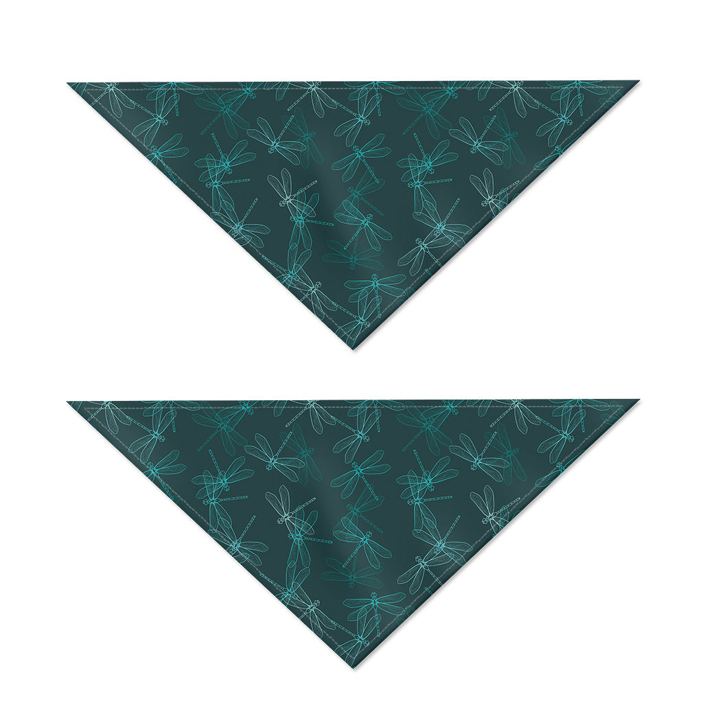 Turquoise Dragonfly Pattern Print Dog Bandana