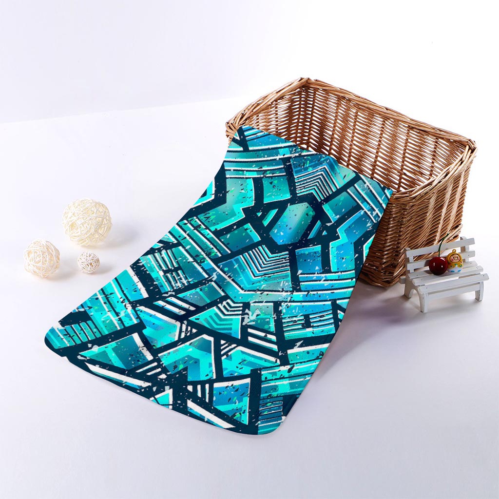 Turquoise Ethnic Aztec Trippy Print Towel