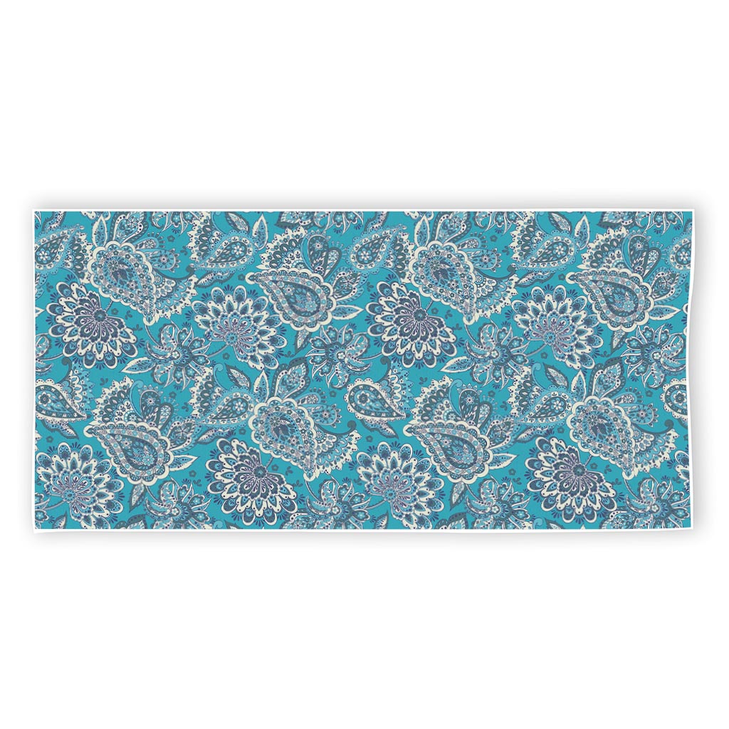 Turquoise Floral Bohemian Pattern Print Beach Towel