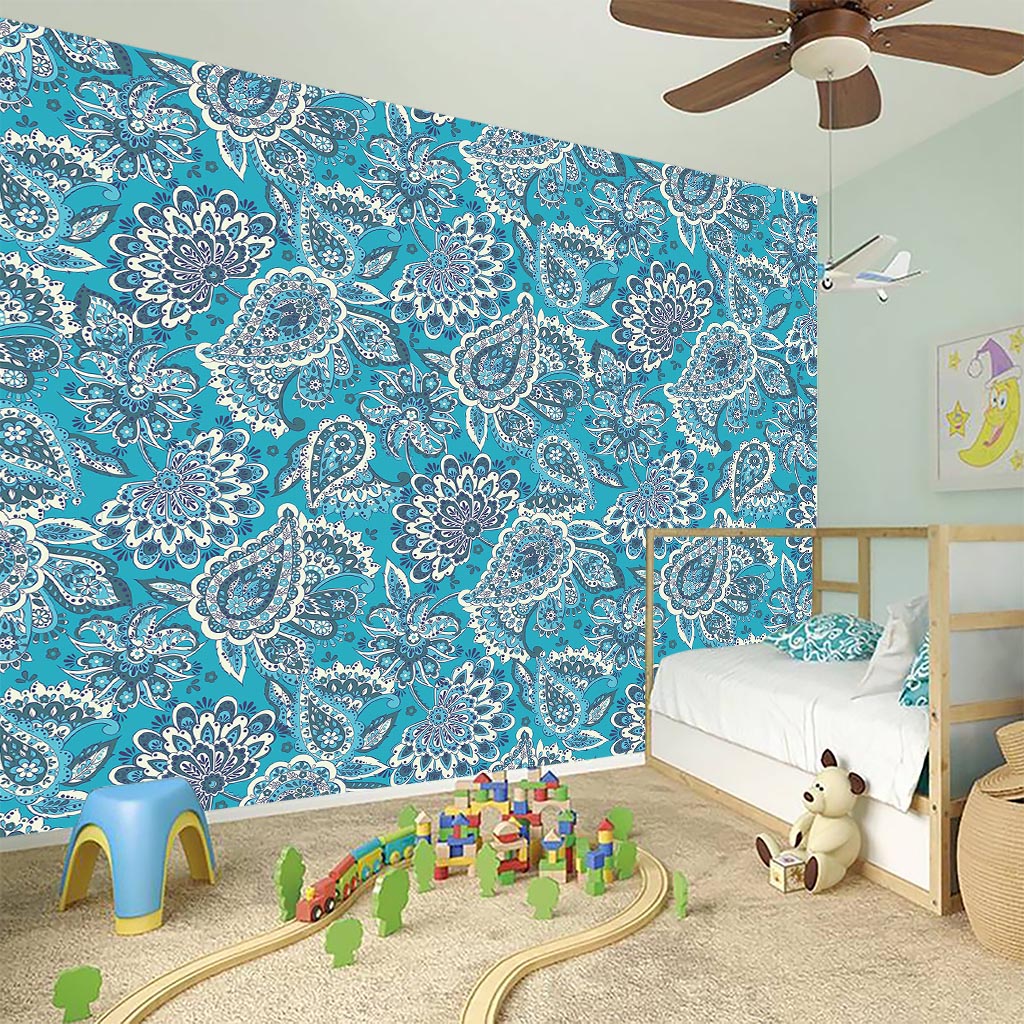 Turquoise Floral Bohemian Pattern Print Wall Sticker