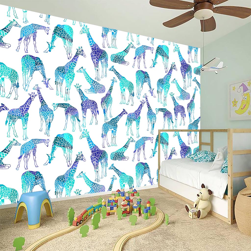Turquoise Giraffe Pattern Print Wall Sticker