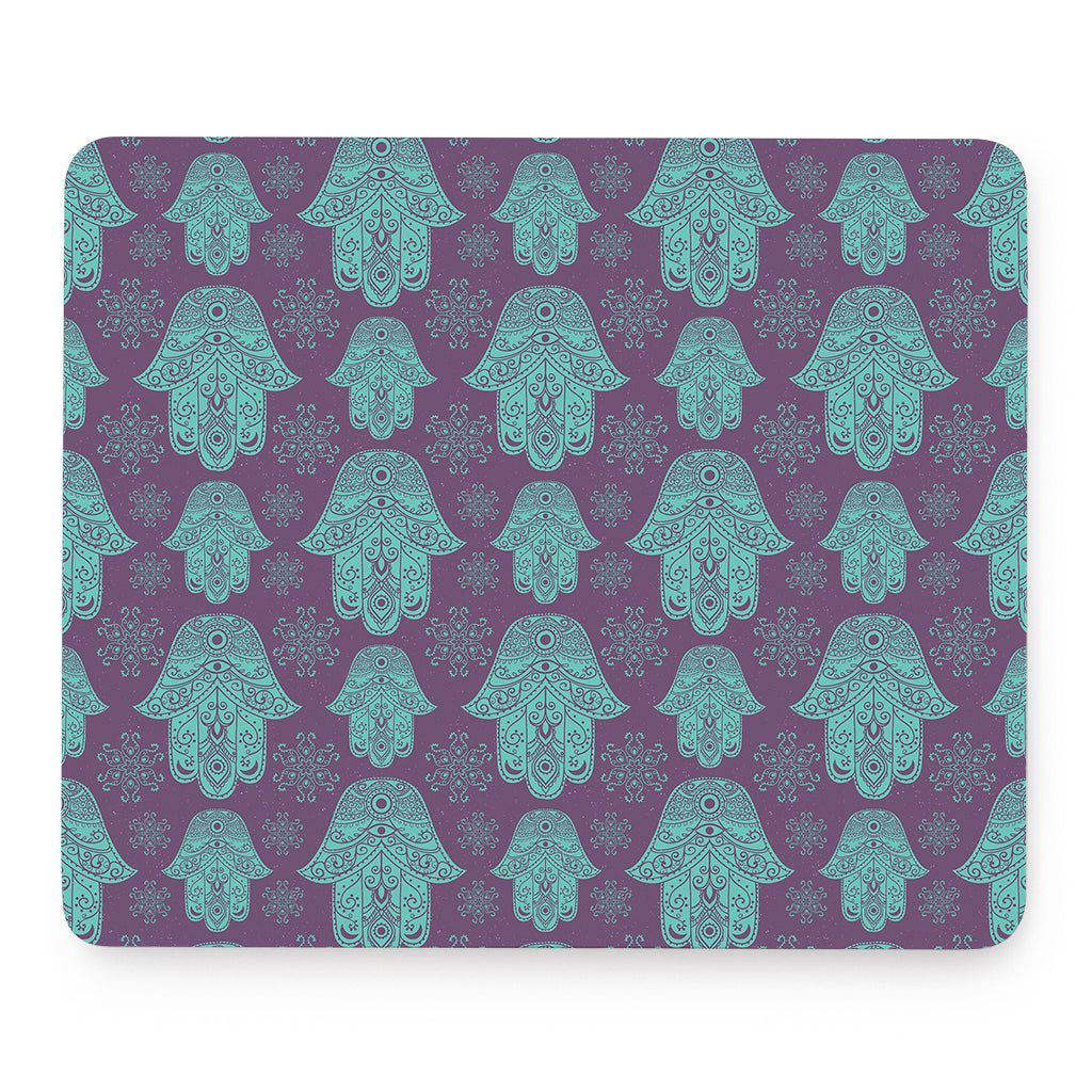 Turquoise Hamsa Pattern Print Mouse Pad