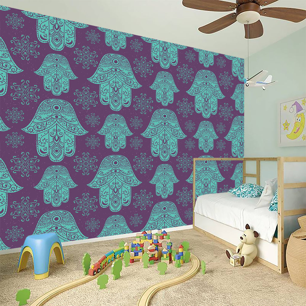 Turquoise Hamsa Pattern Print Wall Sticker