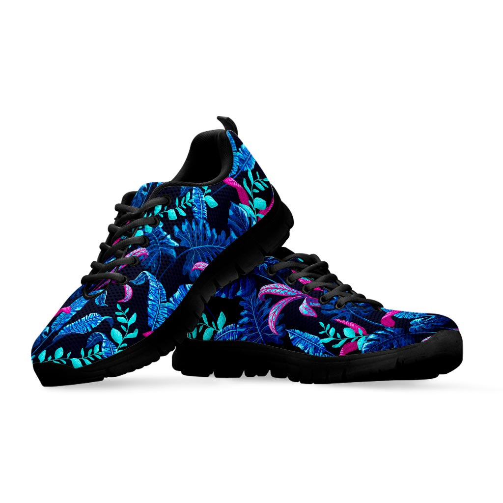 Turquoise Hawaii Tropical Pattern Print Black Running Shoes