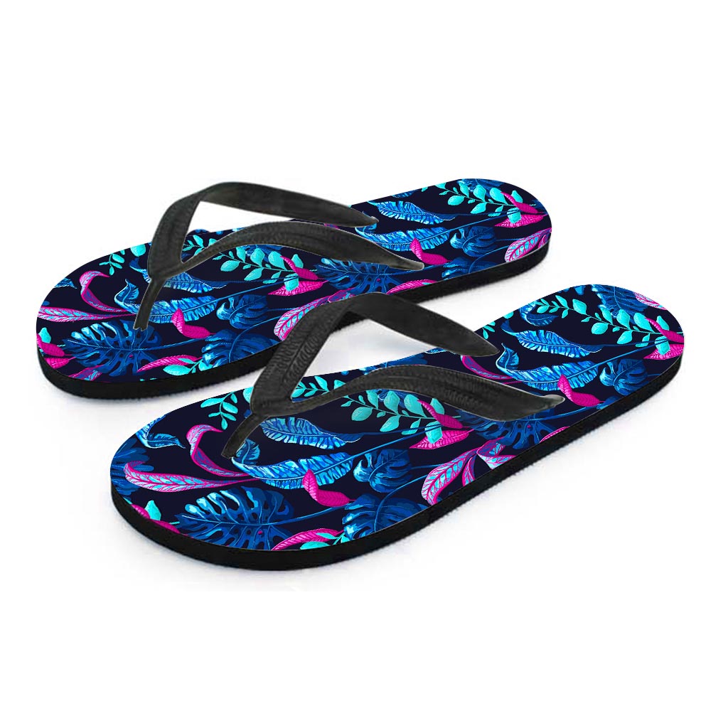 Turquoise Hawaii Tropical Pattern Print Flip Flops