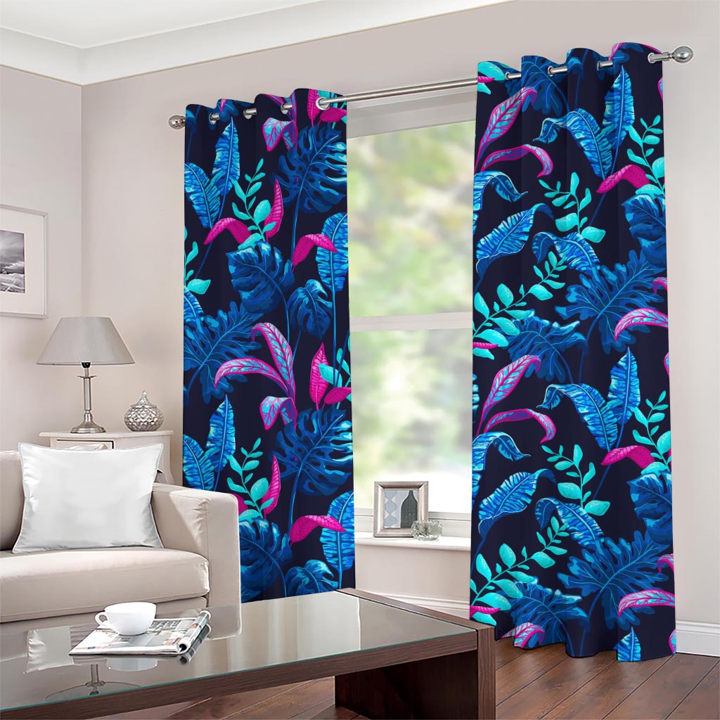 Turquoise Hawaii Tropical Pattern Print Grommet Curtains