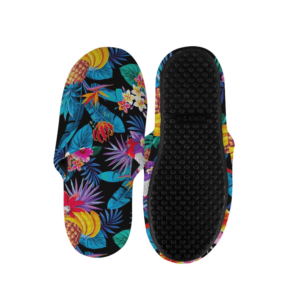 Turquoise Hawaiian Fruits Pattern Print Slippers