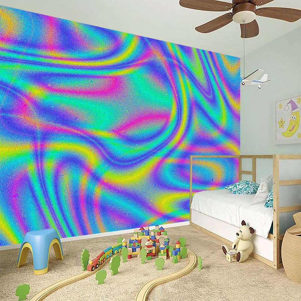 Turquoise Holographic Trippy Print Wall Sticker