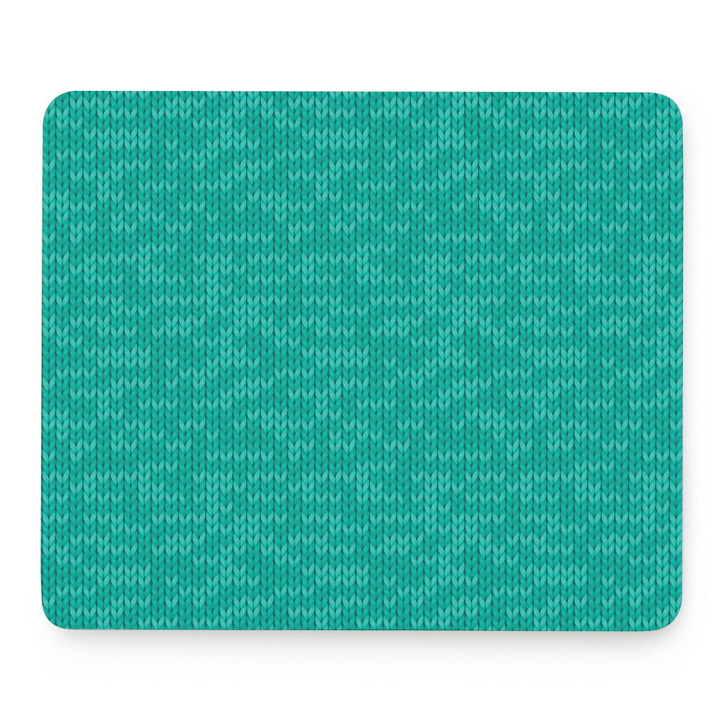 Turquoise Knitted Pattern Print Mouse Pad