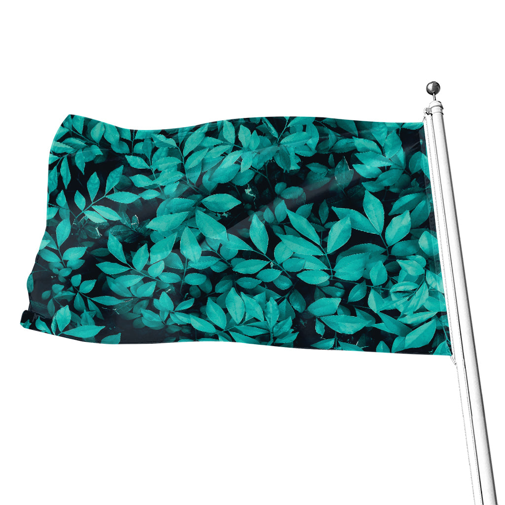 Turquoise Leaf Print Flag