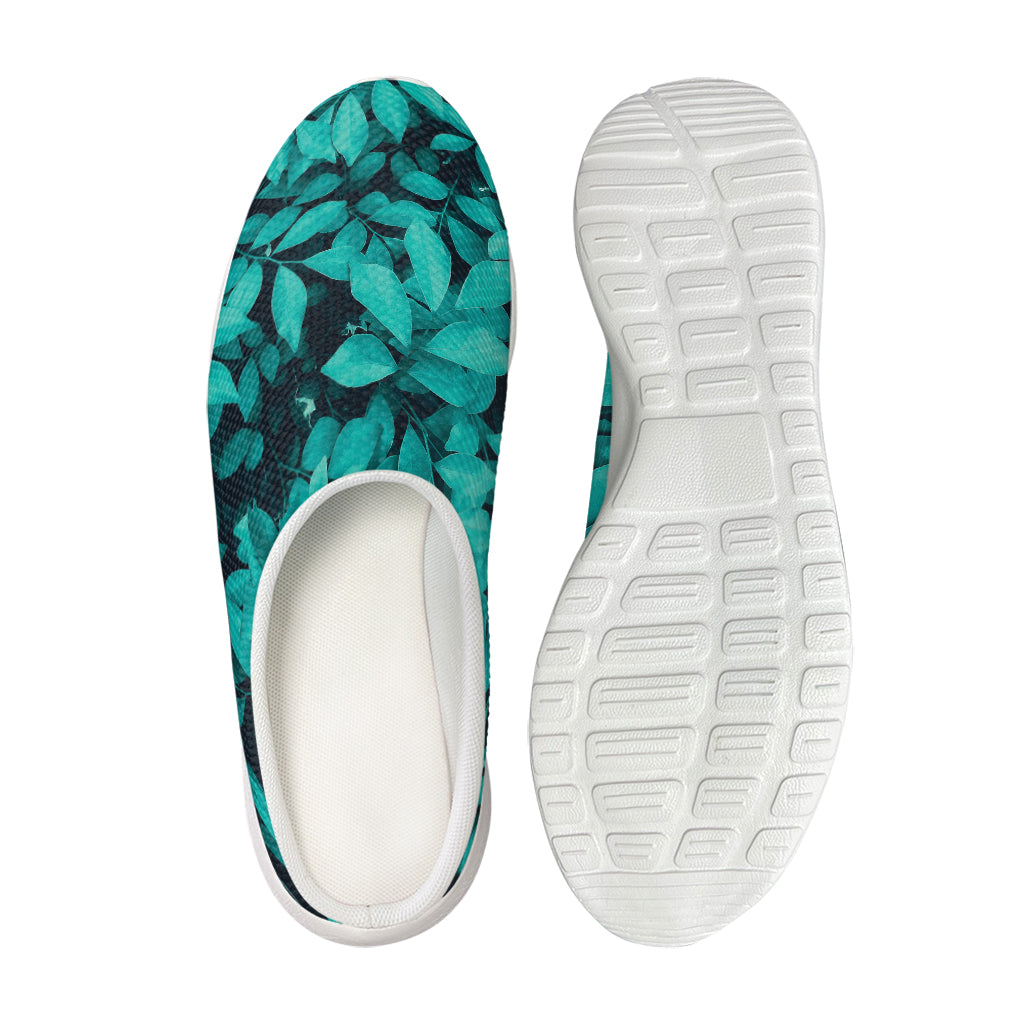 Turquoise Leaf Print Mesh Casual Shoes