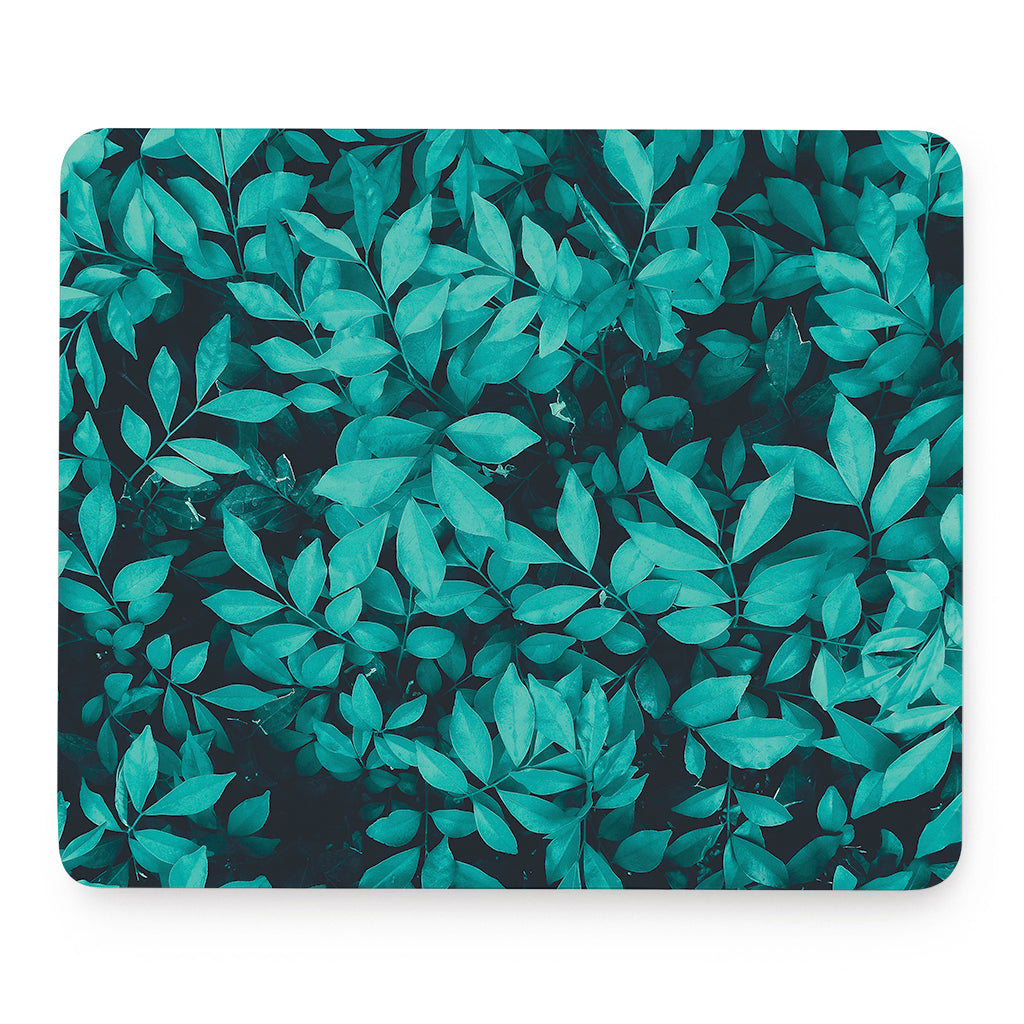 Turquoise Leaf Print Mouse Pad