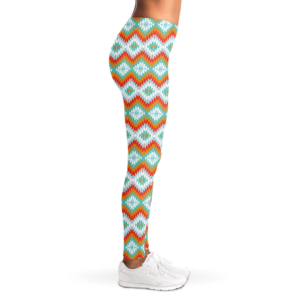 Turquoise Native American Pattern Print Women's Leggings