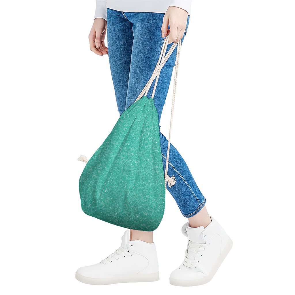 Turquoise (NOT Real) Glitter Print Drawstring Bag
