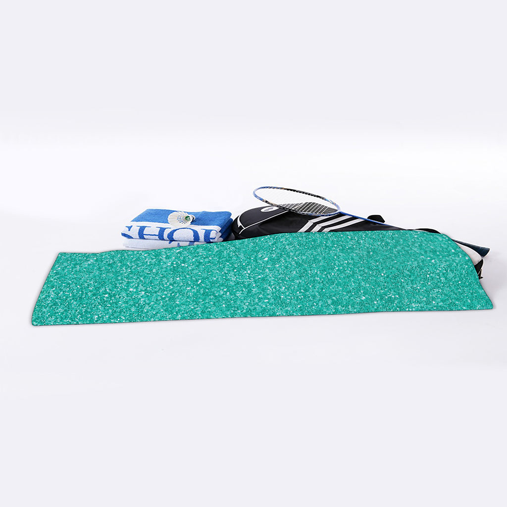 Turquoise (NOT Real) Glitter Print Sports Towel