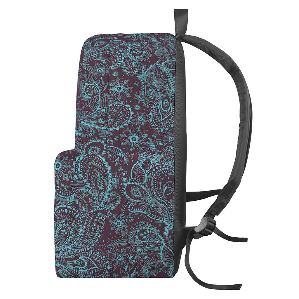 Turquoise Paisley Pattern Print Backpack