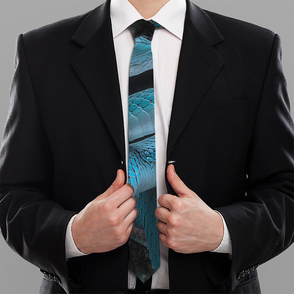 Turquoise Snake Print Necktie