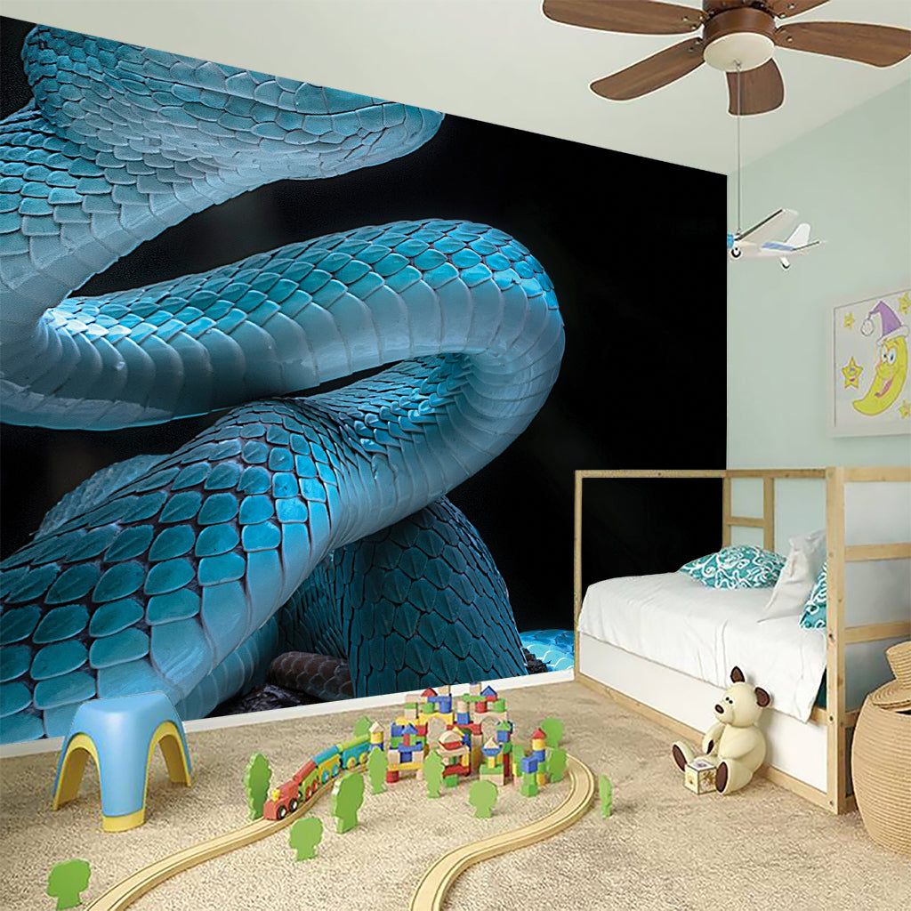Turquoise Snake Print Wall Sticker