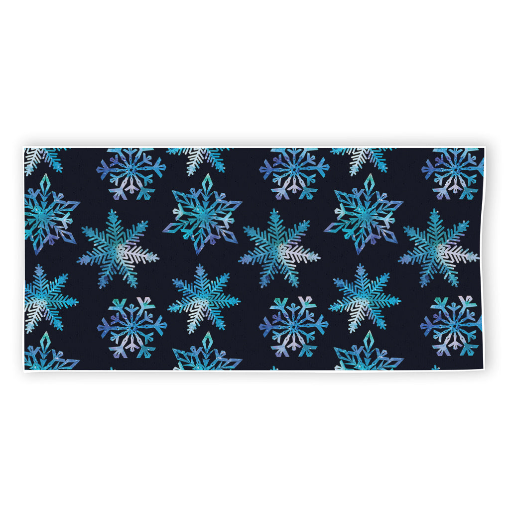 Turquoise Snowflake Pattern Print Beach Towel