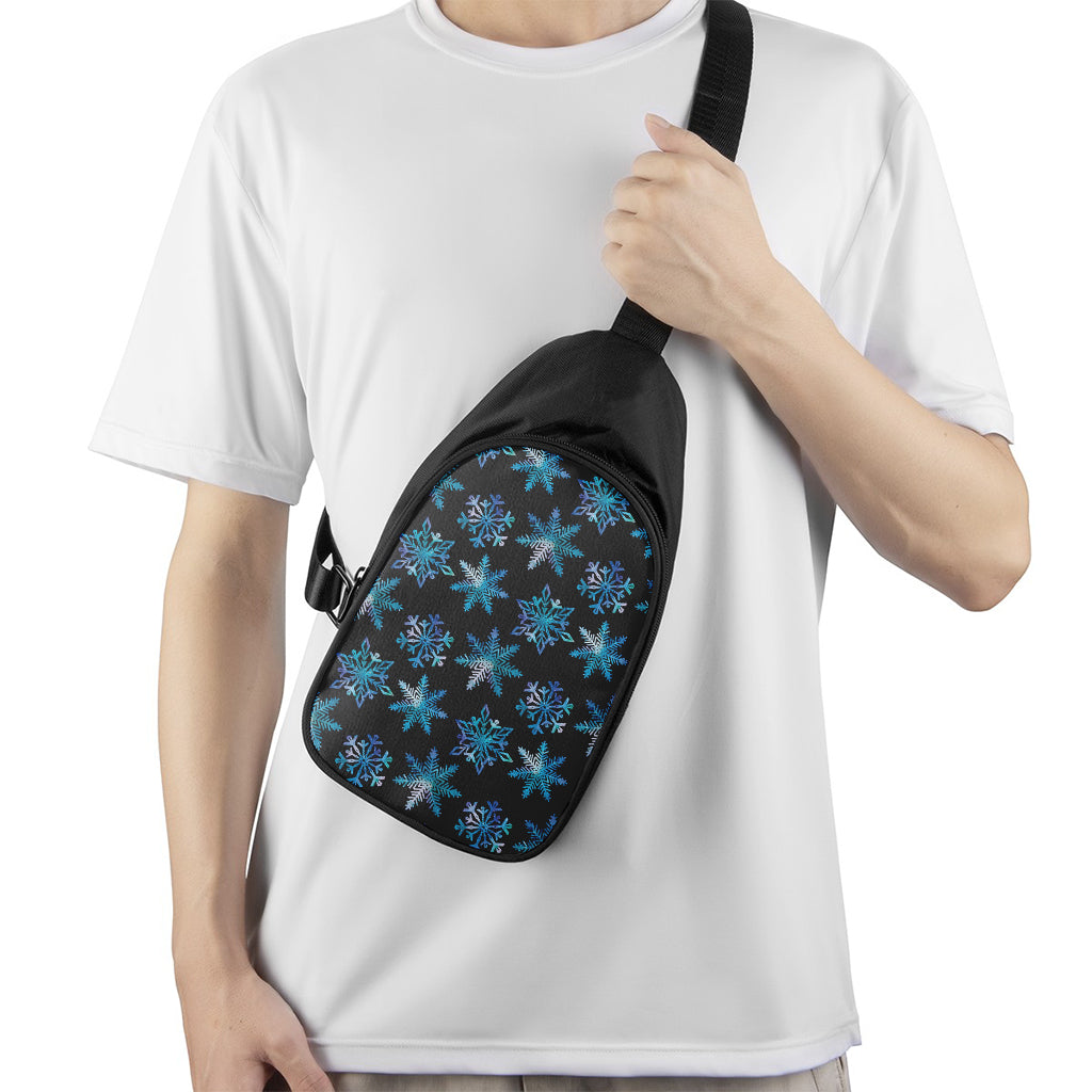 Turquoise Snowflake Pattern Print Chest Bag