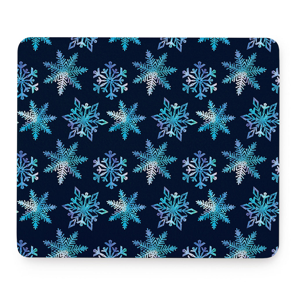 Turquoise Snowflake Pattern Print Mouse Pad