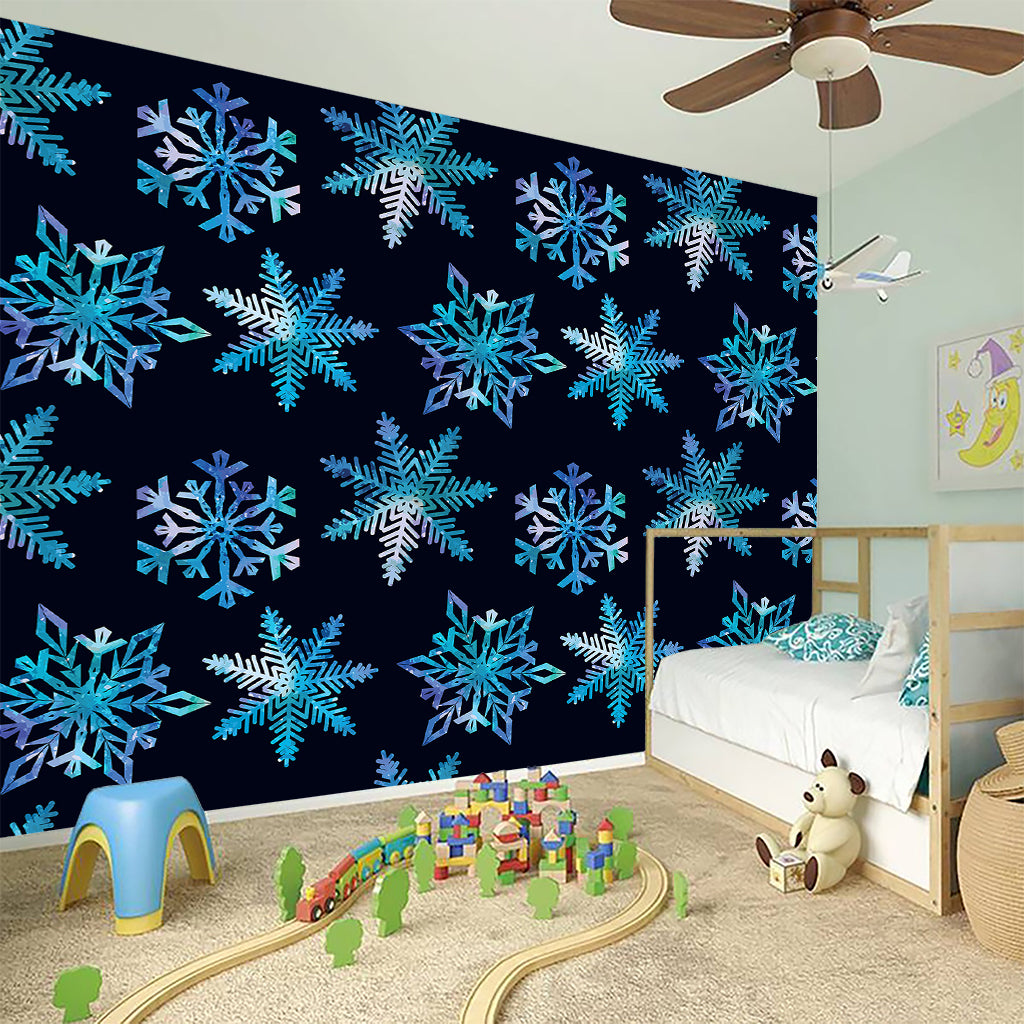 Turquoise Snowflake Pattern Print Wall Sticker