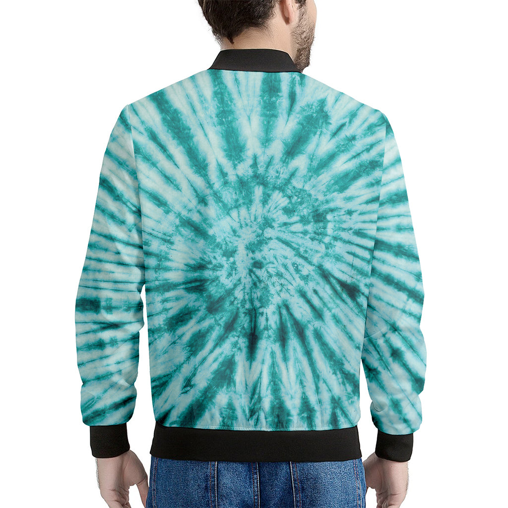 Turquoise Tie Dye Print Men's Bomber Jacket