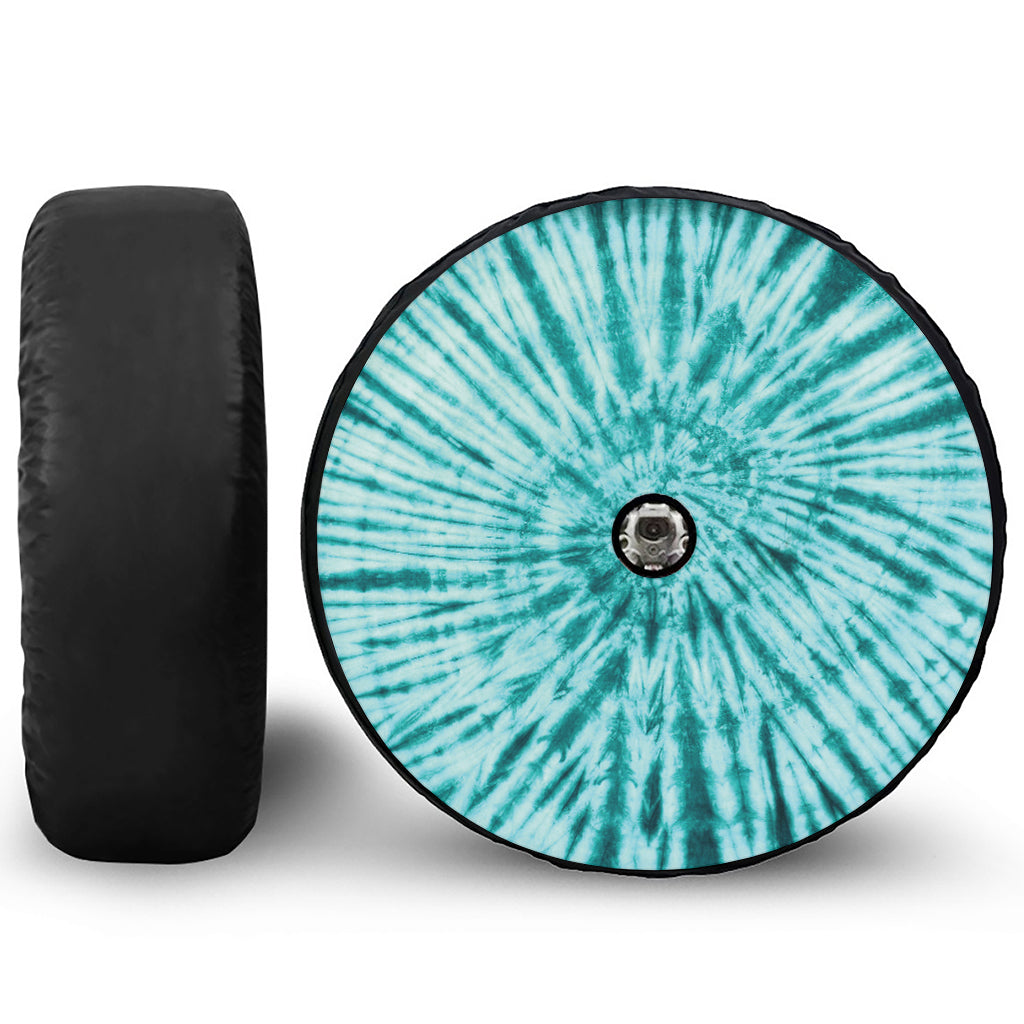 Turquoise Tie Dye Print Tire Cover With Camera Hole