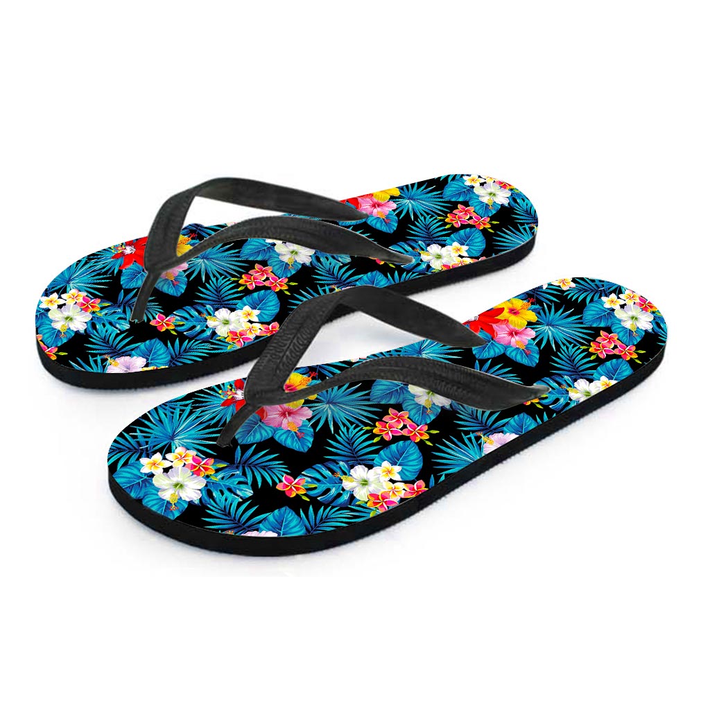 Turquoise Tropical Hawaii Pattern Print Flip Flops
